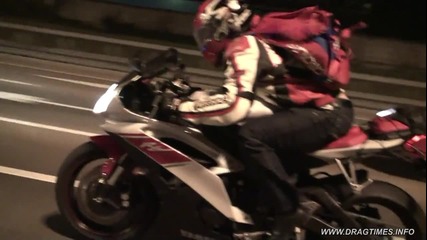 Audi Rs6 Evotech vs Yamaha R6 (max speed 333 kmh)