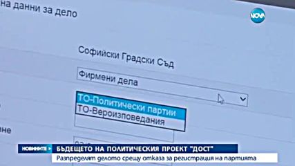 Разпределят делото срещу отказаната регистрация на ДОСТ