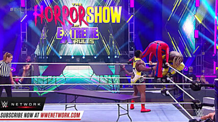 Big E sends Cesaro flying with spear off the apron: The Horror Show at WWE Extreme Rules (WWE Network Exclusive)