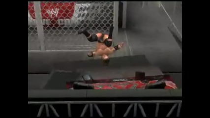 Svr 2011 Superkick on the top of the cell through a table