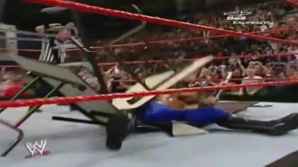 John Cena Attitude Adjustments Edge of a Ladder through two Tables