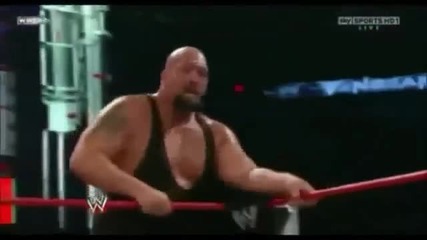 Mark Henry Superplex on Big Show From The Top Rope Ring Breaks !