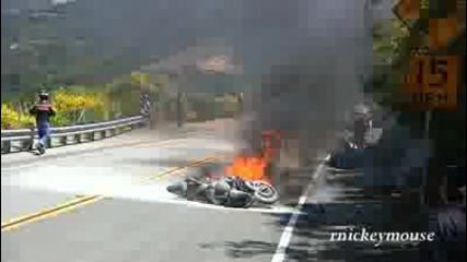 Motorcycle Crash & Burn