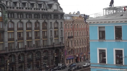 Екстремно преминаване по жица в Русия - Санкт Петербург