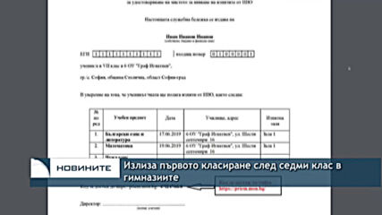 Излиза първото класиране след седми клас в гимназиите