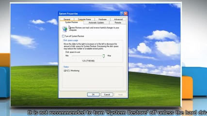 Windows® Xp: How to turn off System Restore