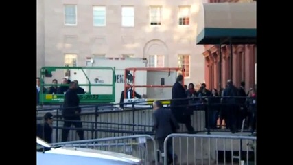 Justin Bieber and Selena Gomez arriving at Christmas In Washington