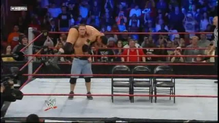 John Cena Attitude Adjustments Wade Barrett through Six Chairs