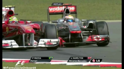 F1 Гран при на Великобритания 2011 - инцидента между Hamilton и Massa в последната обиколка Hd