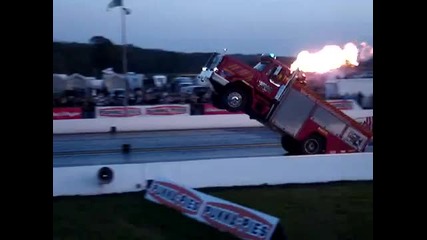 Backdraft wheelie fire truck at Santa Pod