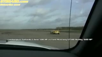 Ford Mustang Shelby Gt500 600 Hp vs Lamborghini Gallardo 500 Hp 