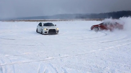 Evo X vs Evo Ix in the snow