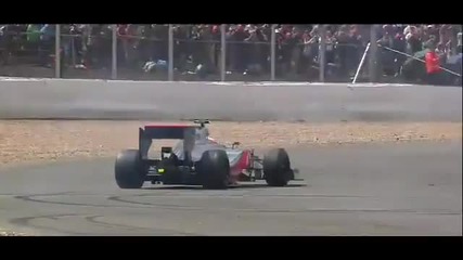 F1 Гран при на Великобритания 2012 - Hamilton прави шоу на родната публика в края на състезанието Hd