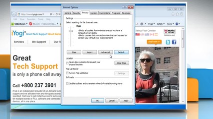 Internet Explorer® 9: How to change the privacy settings on Windows® 7?