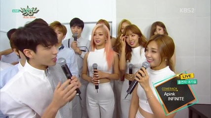 150717 Infinite + Apink Music Bank waiting room