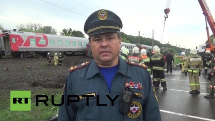 Russia: Train and truck collide, injuring 10