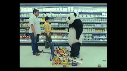 Мн смешна реклама - Никога не отказвай на панда (в супермаркета) Хахаха
