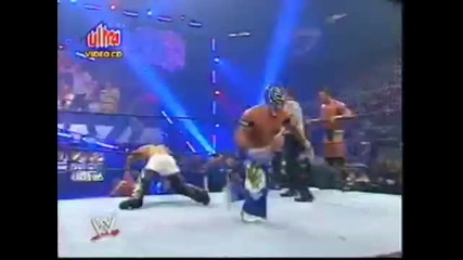 Rey Mysterio doing 619 to Shawn Michaels