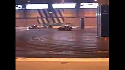 Mercedes amg c63 drift at a garage