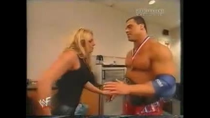 Trish Stratus and Kurt Angle Backstage Raw Is War 1.15.01.