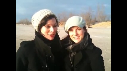 Milla Jovovich and Ali Larter Resident Evil - Afterlife set 