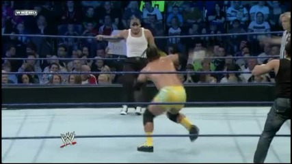 Jey Uso - Twisting Forearm Smash Followed By Running Corner Hip Attack