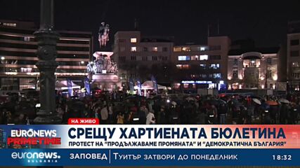Пред парламента се провежда протестира протест на ПП и ДБ срещу хартиената бюлетина