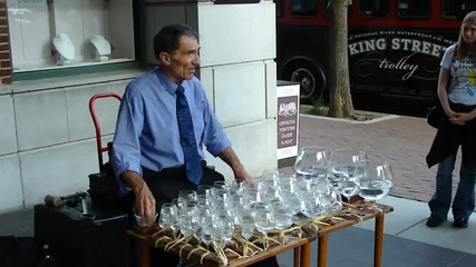 Уличен музикант свири на чаши - талант !