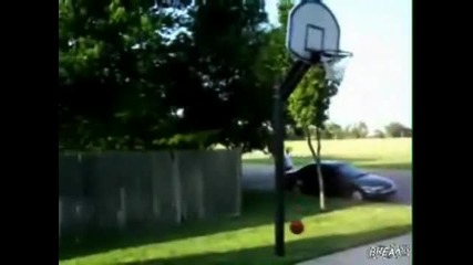 Awesome Basketball Hookshot from Bike 
