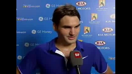 Australian Open 2009 : Федерер - Родик (интервю След Мача На Немски)