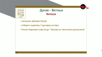 Витоша и Дунав се сборват за "живота си" в Първа лига