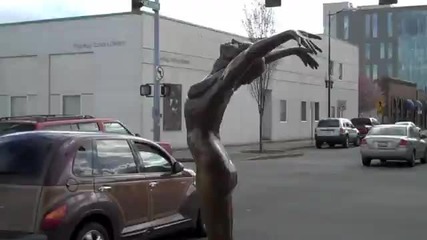 Naked in Public Public Art (stone Cold Foxes) 