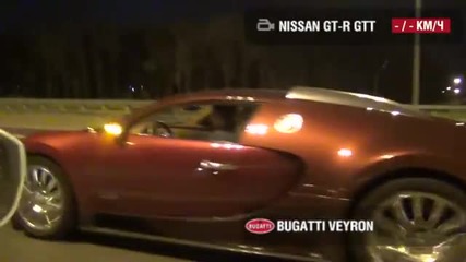 Bugatti Veyron срещу Nissan G T R / G T T