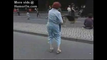 Crazy - Old - Lady - Walks - It - Out