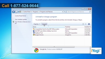 How to uninstall Google® Chrome 8 from Windows® 7