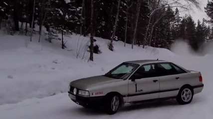 Дрифт в снега с Audi 2.3 quattro