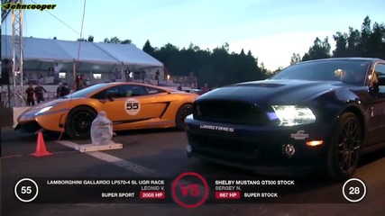 Ford Mustang Gt500 vs Lamborghini Gallardo Lp570-4 Sl Ugr