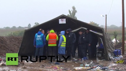 Serbia: Refugees wait to enter Croatia at Berkasovo border crossing