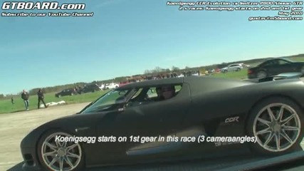 1080p_switzer P800 Nissan Gtr vs Koenigsegg Ccr x 2 Races