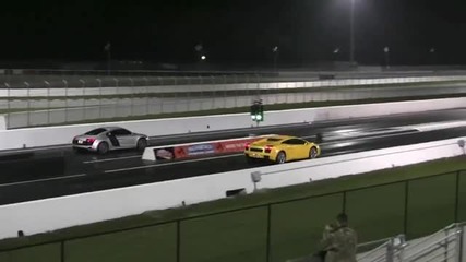 Audi R8 V10 vs Lamborghini Gallardo Drag Race