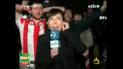 господари на ефира - смях фен на атлетико билбао се гаври с репортерка