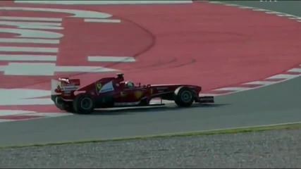 F1 2013 - Massa си губи едната гумата по време на тестовете в Барселона [hd]