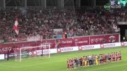 Играчи и фенове на Сепси празнуват елиминацията на ЦСКА