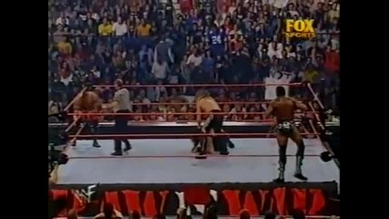 Скалата и Крис Джерико vs Букър Ти и Рино - Wwf Raw is War [1/2]