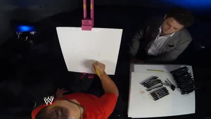 Jerry The King Lawler draws a portrait for the Superstars for Sandy Relief auction winner