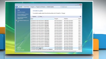 Windows® Vista: Uninstall Internet Explorer® 8
