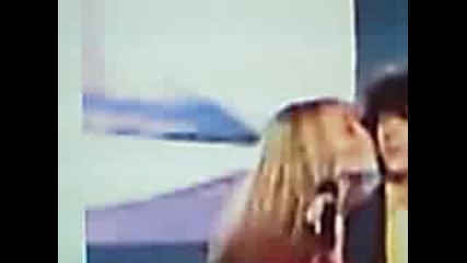 Miley Kisses Nick Live