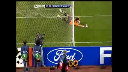 Ronaldo Hits Post - Roma V Man Utd