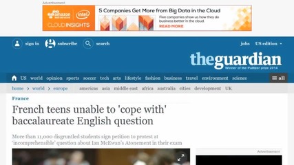 French Teens Unable to 'cope With' Baccalaureate English Question