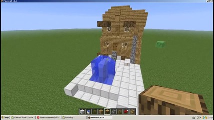 Модерна къща с фонтанче в Minecraft